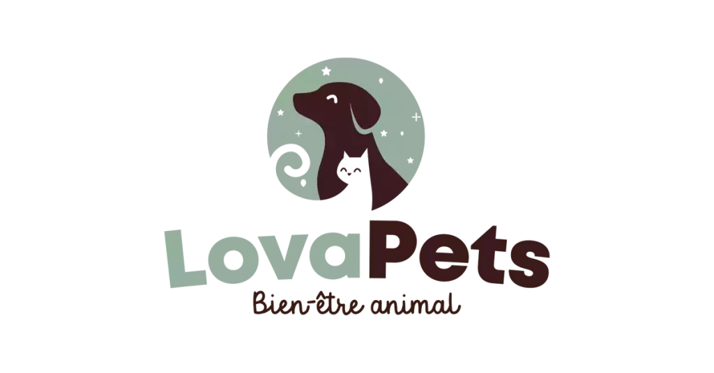 Logo LovaPets, un chien et un chat cote à cote dans un cercle vert, avec LovaPets et Bien-être animal, écrit en dessous